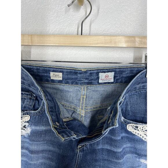 AG Adriano Goldschmied Piper Slouchy Slim Jeans Size 28 Lace Trim Distressed - Picture 3 of 6
